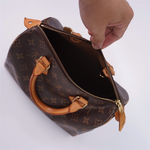 Túi LV Speedy hoa nâu kèm ổ + chìa sz29 (LN) KG+