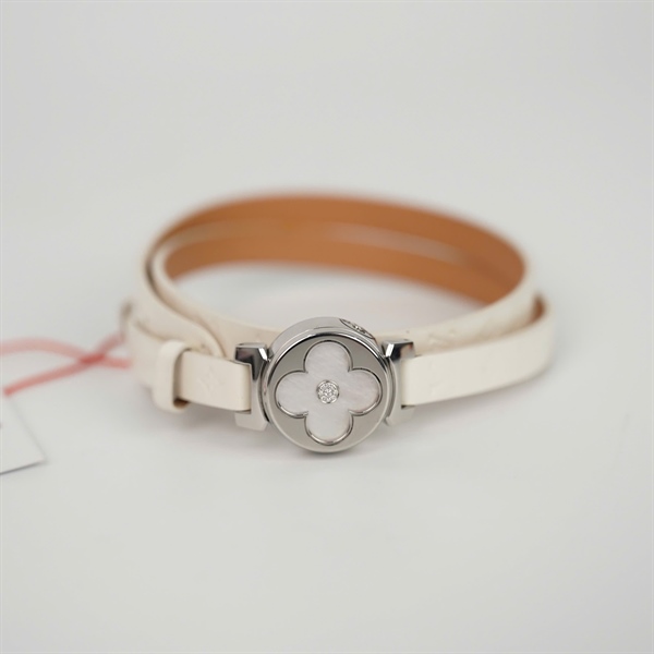 Đồng hồ LV mặt tròn quai trắng (TC4496) sz18 (HC) +