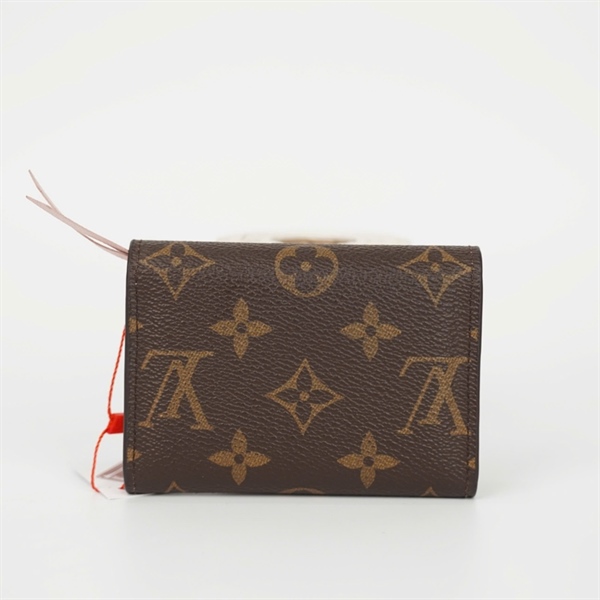 Ví LV hoa nâu nắp gập nút hồng UB0137 +