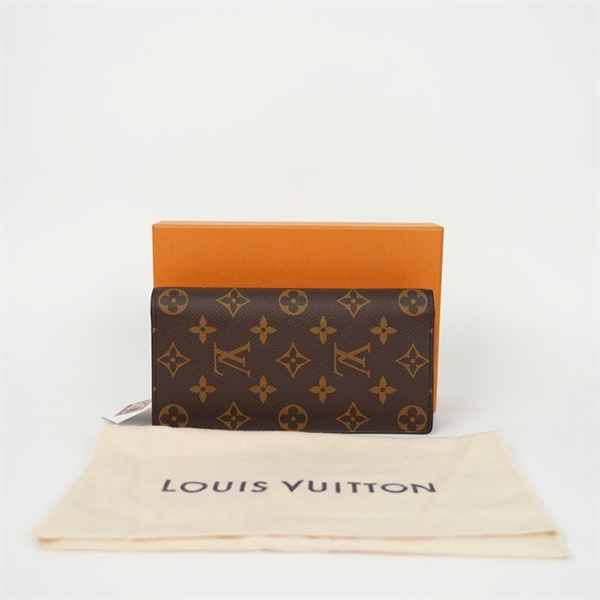 Ví LV hoa nâu gập 2 lòng nâu +