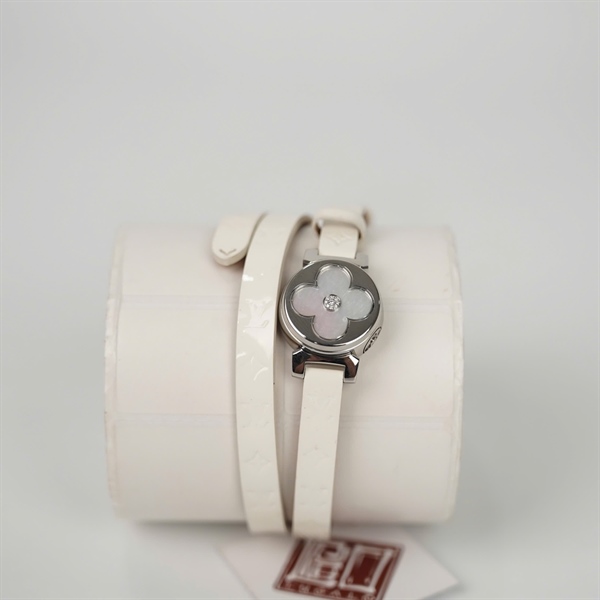 Đồng hồ LV mặt tròn quai trắng (TC4496) sz18 (HC) +