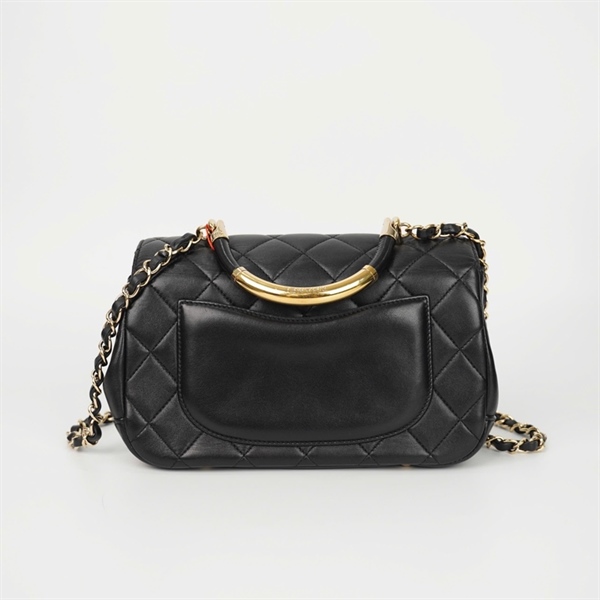 Túi Chanel màu đen quai cầm kim loại (23915788) sz24 (HC) +