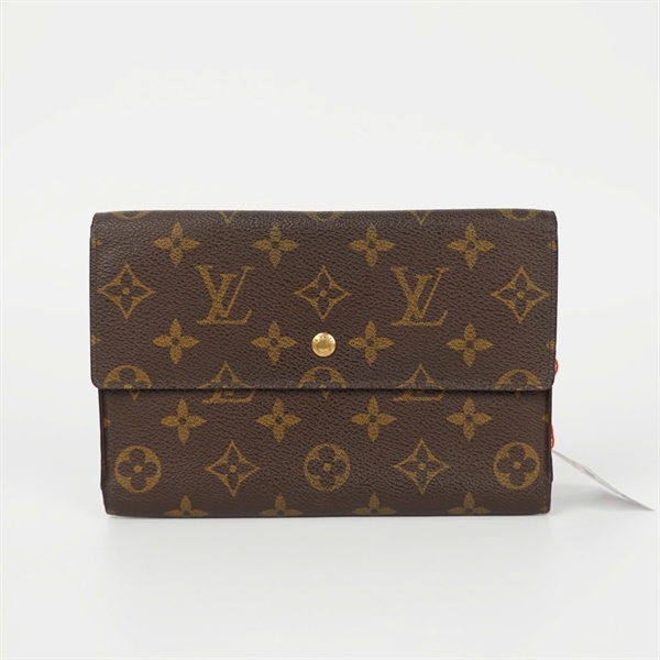 Ví LV hoa nâu gập 3 lòng nâu +