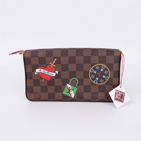 Túi LV Clutch ô vuông nâu in hình MI3158 sz21 (LN) KG+