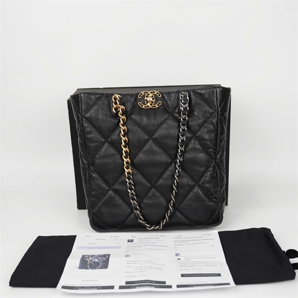 Túi Chanel tote đen da cừu (HL0JRT8G) sz29 +