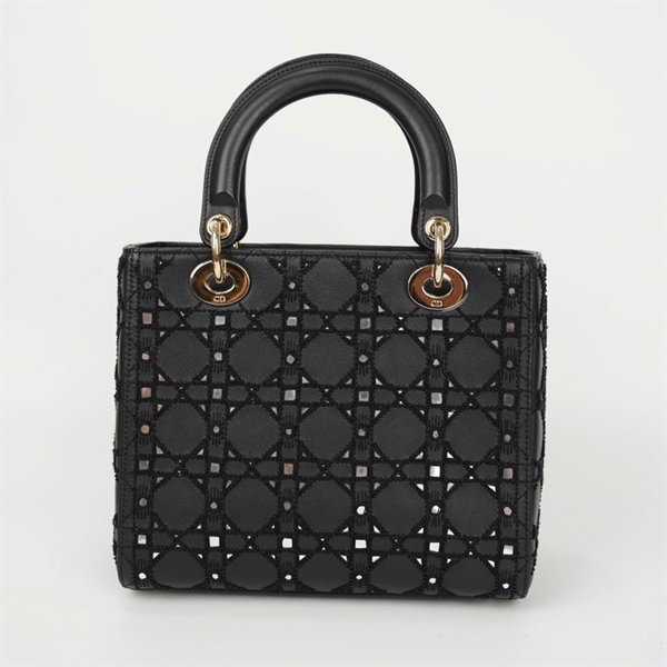 Túi Dior Lady đính cườm màu đen (04-MA-1210) sz24 (HC) +