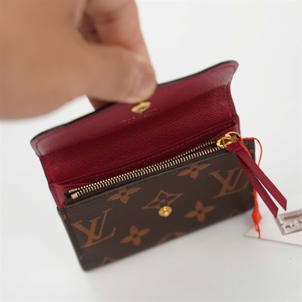Ví LV hoa nâu nắp gập nút đỏ UB4189 +