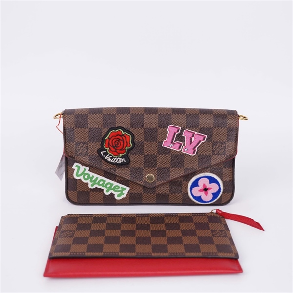 Túi LV Clutch ô vuông nâu in hình MI3158 sz21 (LN) KG+