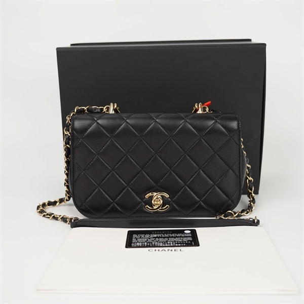 Túi Chanel màu đen quai cầm kim loại (23915788) sz24 (HC) +