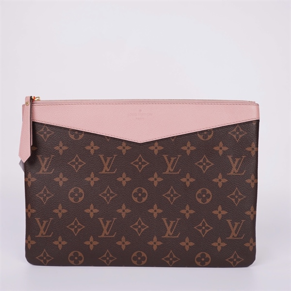 Túi LV clutch hoa nâu phối hồng TN4128 sz30 +