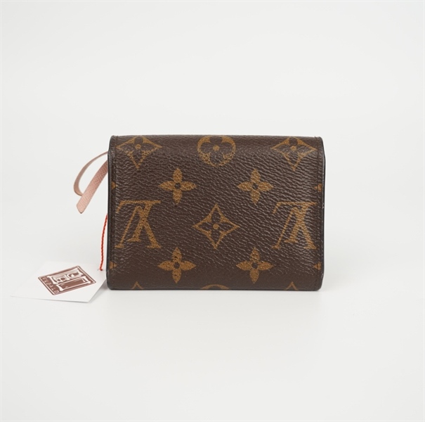 Ví LV hoa nâu nút hồng UB2200 (LN) KG+