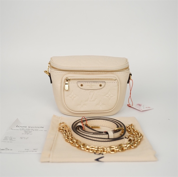 Túi LV Bumbag hoa trắng kèm 2 strap sz14 (BQ) KG+