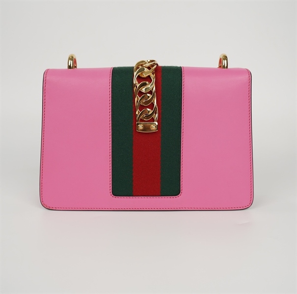 Túi GG Sylvie màu hồng kèm 2 strap (486628) sz25 (BQ) KG+