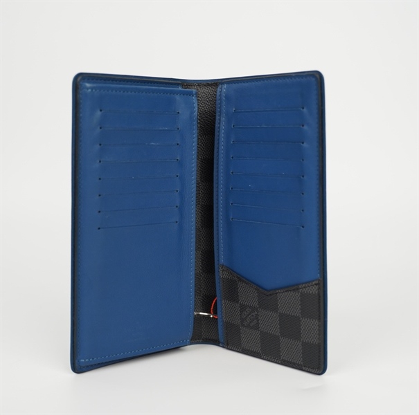 Ví LV ô vuông đen lòng xanh gập 2 (LN) KG+