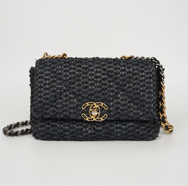 Túi Chanel may vải màu đen (31189809) sz26 (BQ) KG+