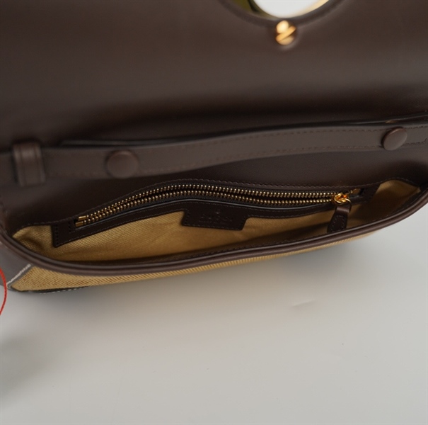 Túi GG Blondie màu vàng phối viền nâu (520981) sz27 (Thuật) +