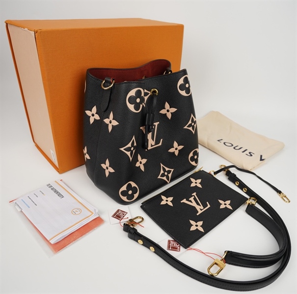 Túi LV Nóe hoa đen kèm ví (SP221) 2 strap sz25 KG+