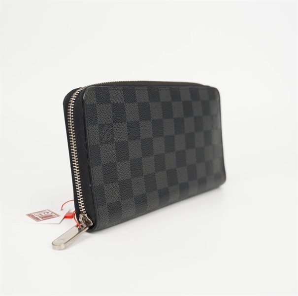 Ví LV ô vuông đen khóa zip CA3089 (LN) KG+