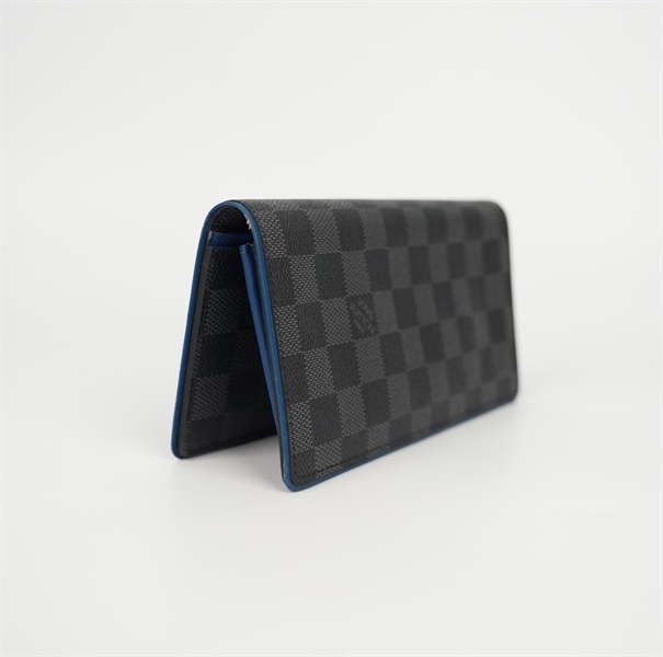 Ví LV ô vuông đen lòng xanh gập 2 (LN) KG+
