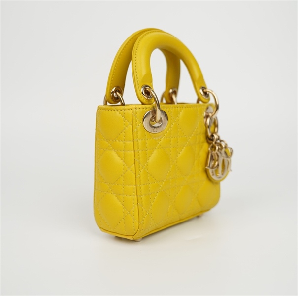 Túi Dior Lady màu vàng sz micro (thuật) +