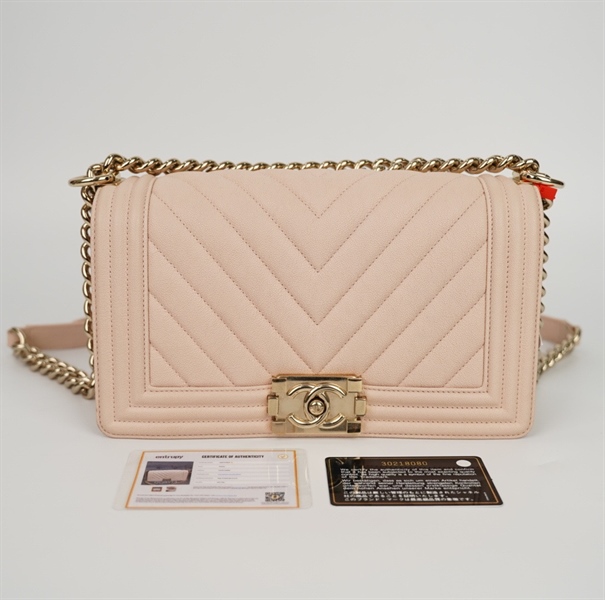 Túi Chanel boy màu nude 30218080 sz24 (LN) KG+