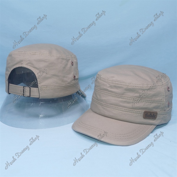 Nón kết đầu bằng thêu mặt da USA bên hông có khóa tăng giảm phía sau