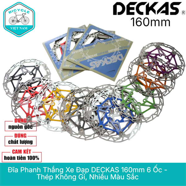 Đĩa Phanh Thắng Xe Đạp DECKAS 160mm – Kèm 6 Ốc Vít Khế (1 Cái)