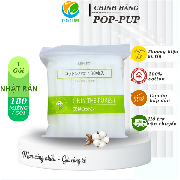 Bông Tẩy Trang Miniso 180 Miếng Vuông*80 gói