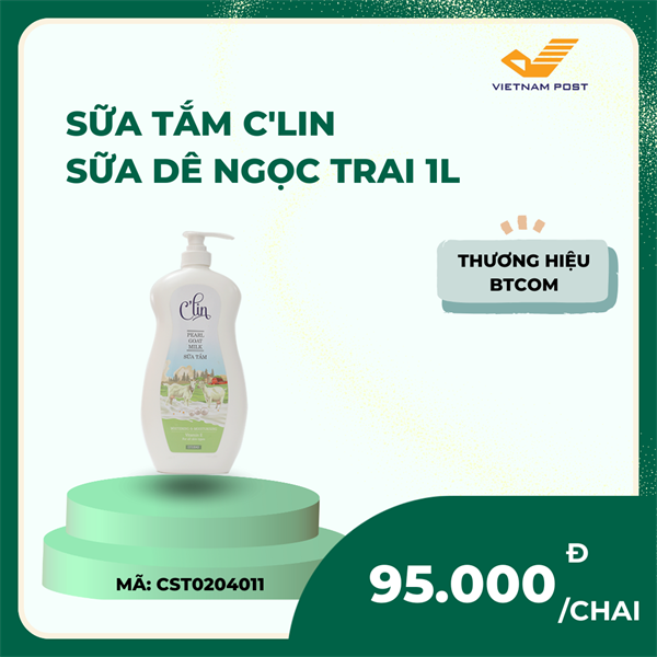 Sữa tắm C'LIN Sữa dê Ngọc trai 1L (6 chai/thùng)