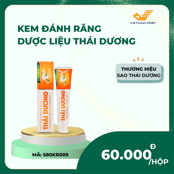 Kem đánh răng dược liệu thái dương (Hộp 01 tube x 150g. Kẹp 02 gói hoa sen 5ml)