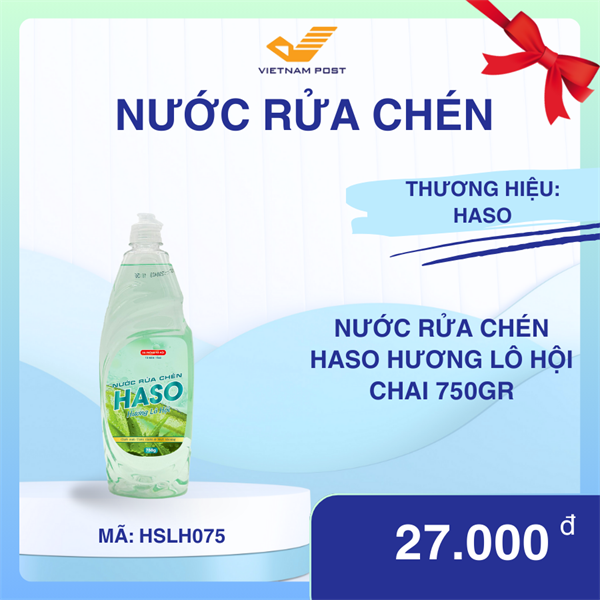 Nước rửa chén Haso hương lô hội chai 750gr (15 chai/thùng)