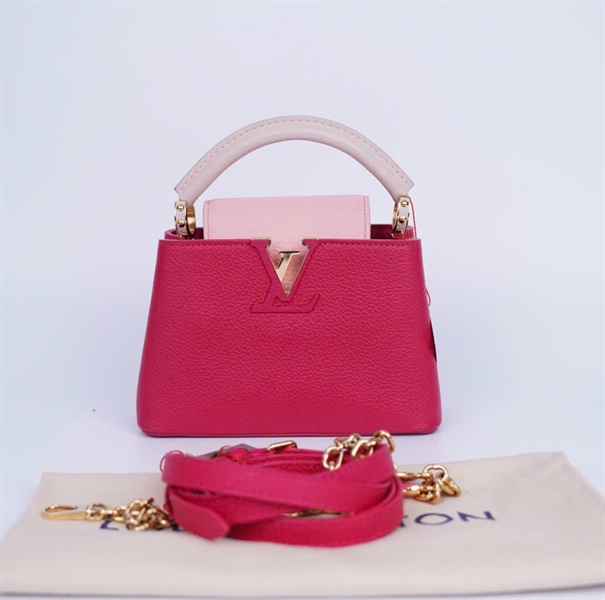 Túi LV Capu màu hồng kèm 2 strap sz20 (HC) +