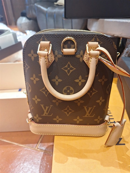 Túi LV Alma hoa nâu 2 strap kèm ổ+ chìa sz16 +