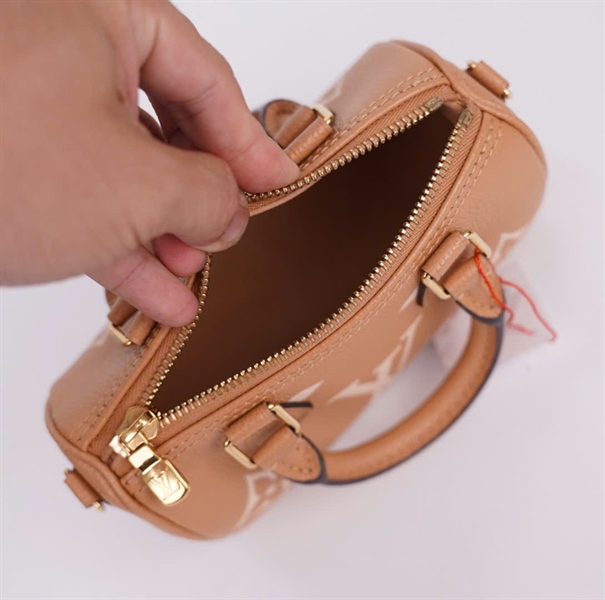 Túi LV Speedy Nano màu nâu hoa trắng sz16 (HC) +