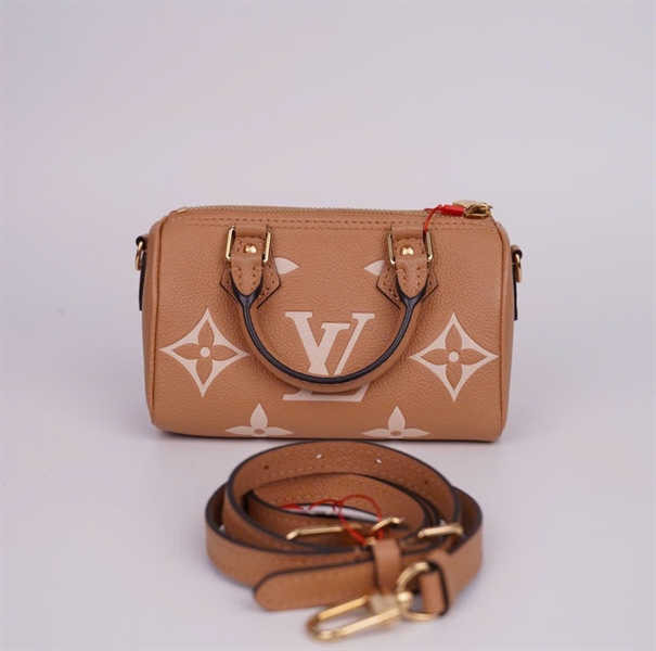 Túi LV Speedy Nano màu nâu hoa trắng sz16 (HC) +