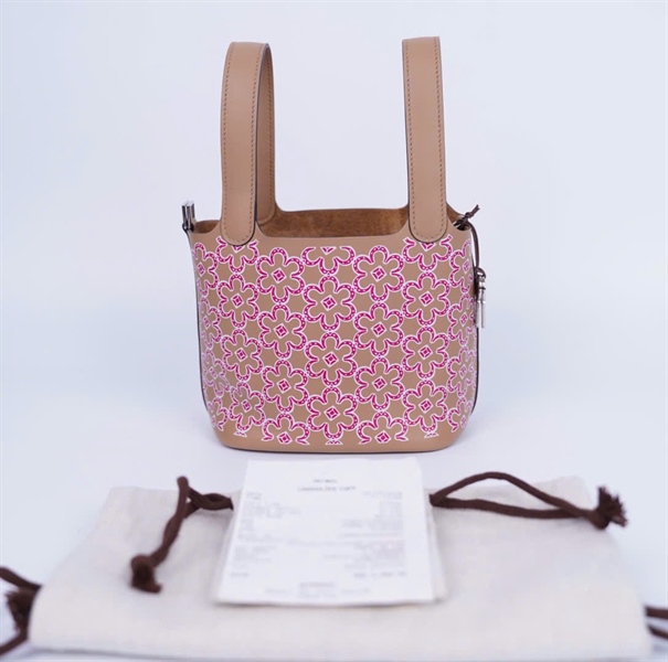 Túi Hermes Tote màu nâu họa tiết kèm ổ + chìa (UAM006AUH) sz14 (HC) +