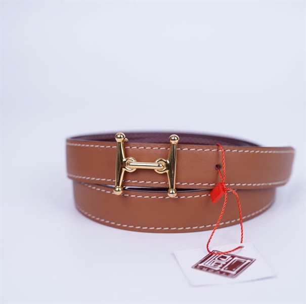 Thắt lưng Hermes nâu khóa H bản 2cm dài 90cm +