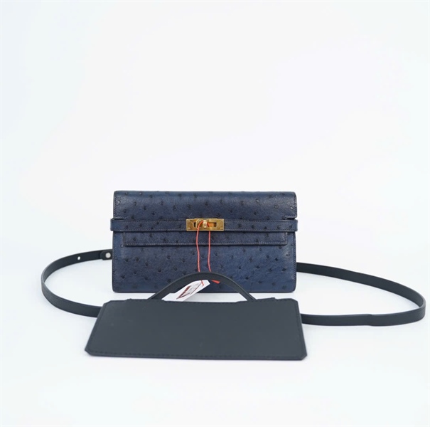 Ví Hermes Ketty xanh da đà điểu (HC) +