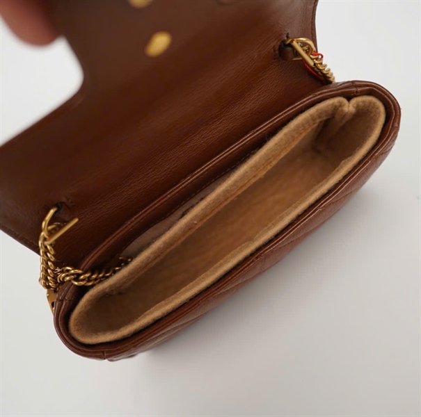 Túi GG Marmont màu nâu có lót form (493075) sz16 (HC) +