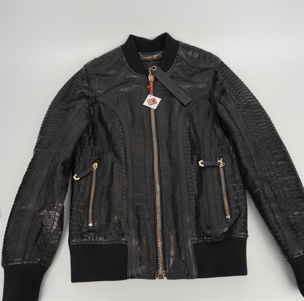 Áo khoác Philipp Plein da cá sấu đen (HC) KG+