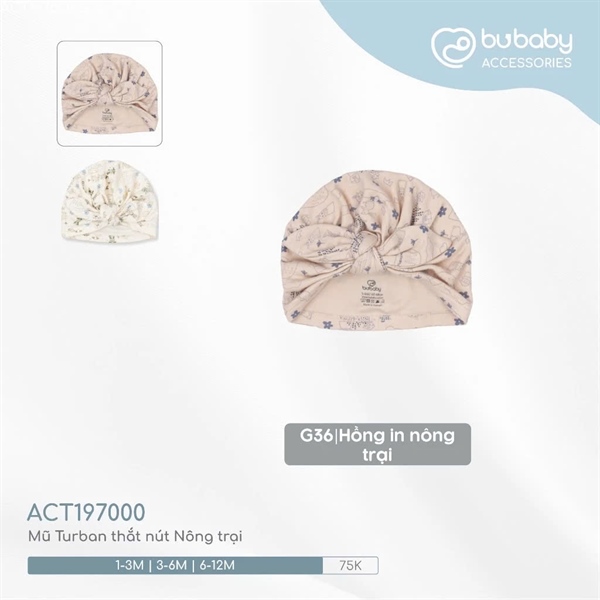 ACT197 - 3M/9M Mũ Turban thắt nút Nông trại Bubaby