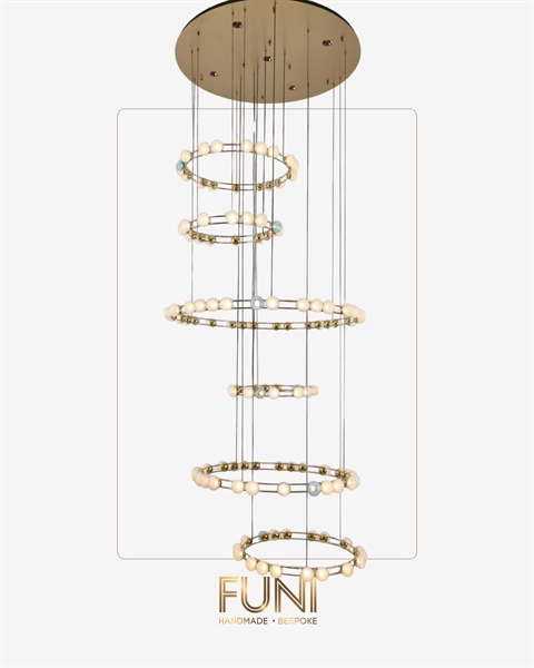 Đèn treo thông tầng ngôi sao lấp lánh | 6 vòng D100-80-65-50 cm