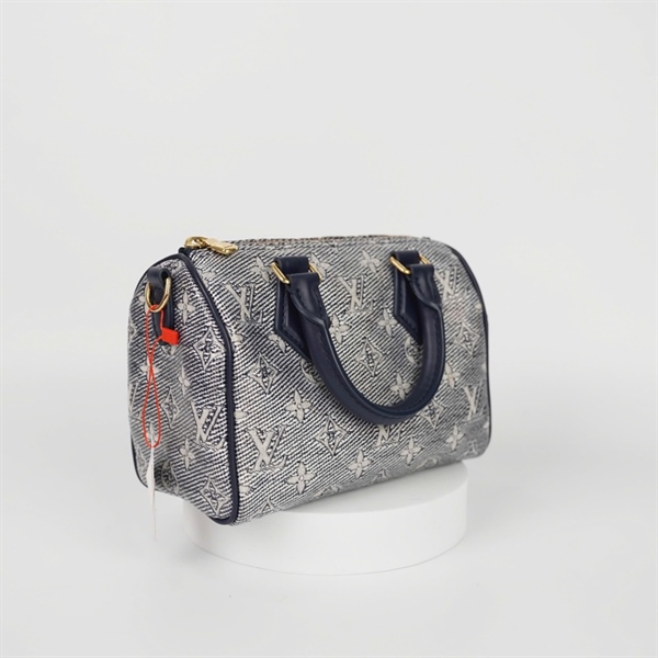 Túi LV Speedy màu bạc viền xanh hoa trắng sz20 (HC) +