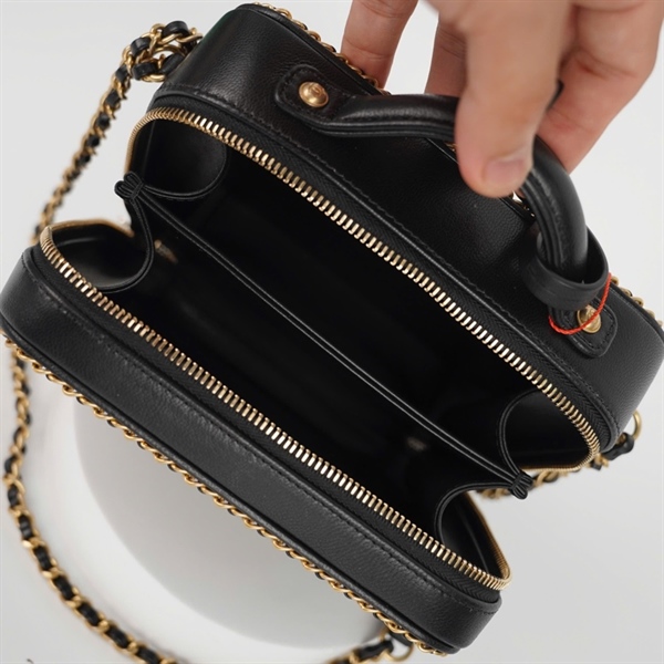 Túi Chanel Vanity đen viền xích 29853287 sz17 KG+