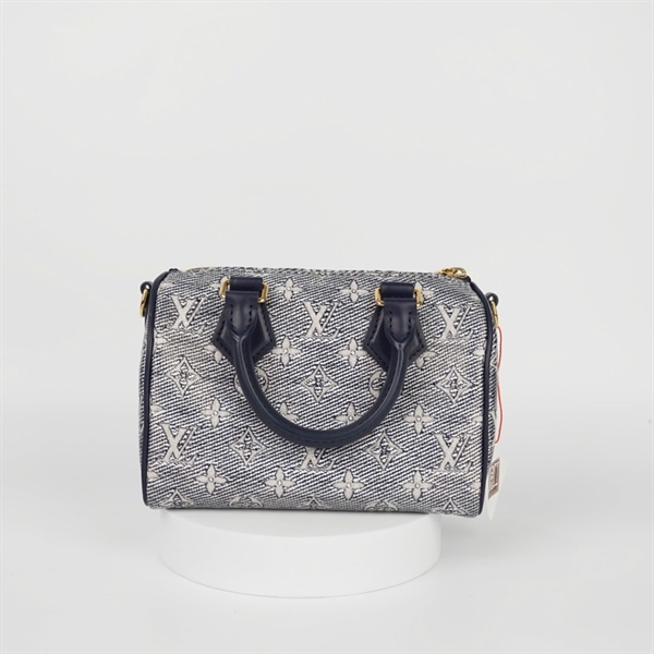 Túi LV Speedy màu bạc viền xanh hoa trắng sz20 (HC) +