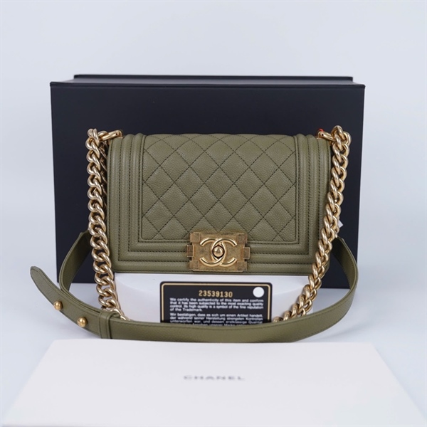 Túi Chanel Boy màu xanh rêu (23539130) sz20 (HC) +