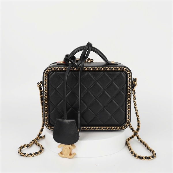 Túi Chanel Vanity đen viền xích 29853287 sz17 KG+