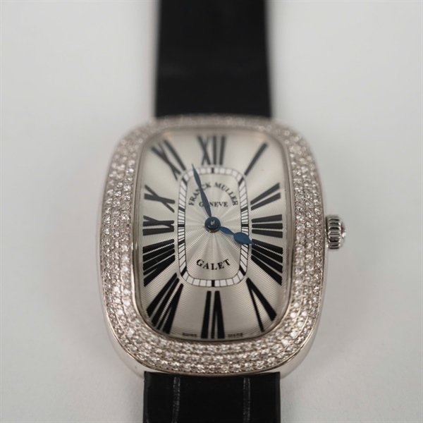 Đồng hồ Franck Muller mặt vuông đính đá dây đen (N5175) (HC) KG +