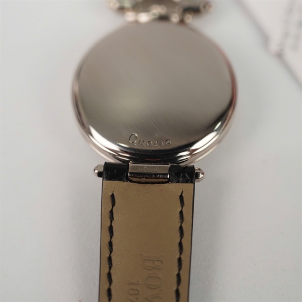 Đồng hồ Bovet mặt tròn trắng đính đá dây đen (HC) KG +