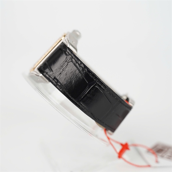 Đồng hồ Cartier mặt vuông full kim cương quai đen (379485CE) (HC) +